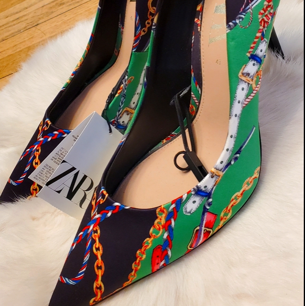 Zara Chain Print Heels